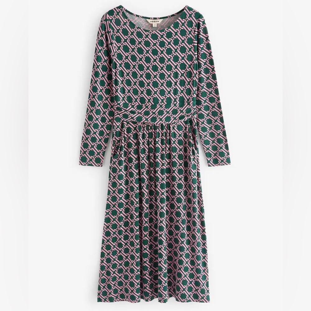 Boden Black and Pink Long Sleeve Dress